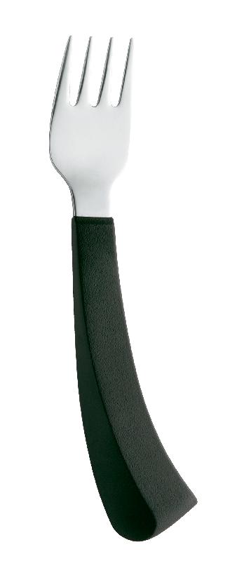 FOURCHETTE MANCHE COURBÉ POUR GAUCHER NOIR INOX 18,5 CM HANDICAP AMEFA