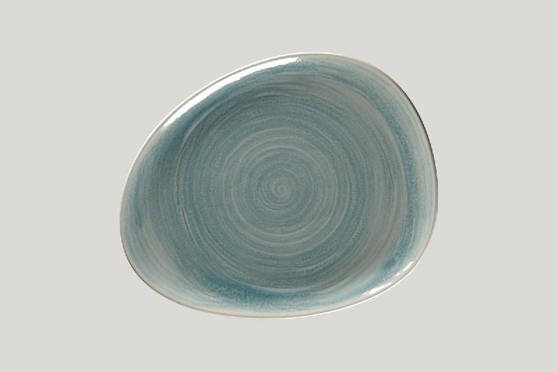 ASSIETTE COUPE PLATE TRIANGULAIRE BLEU PORCELAINE 28X22,6 CM RAKSTONE SPOT