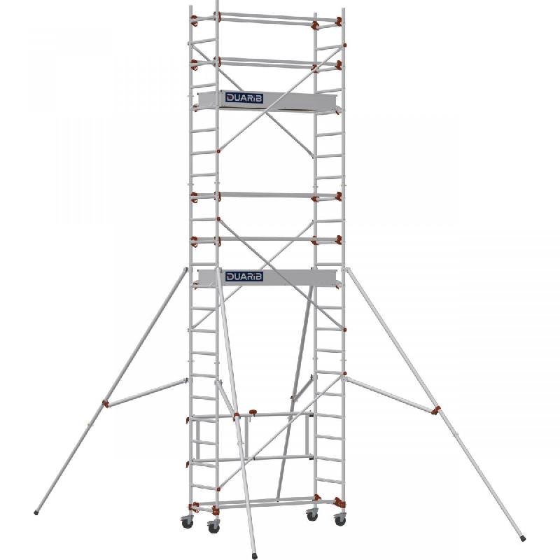 Échafaudage roulant aluminium AL 165 version base pliante - Hauteur de travail : 6,80 m - DUARIB - 613355_0