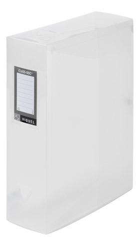 LOT DE 6 - BOÎTE DE CLASSEMENT PLASTIQUE VIQUEL DOS 8 CM TRANSPARENT