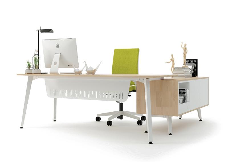 Bureau d'angle avec meuble de rangement Arky - 228, Blanc, Gauche, Sirocco_0