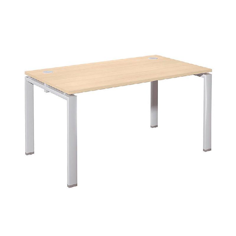 BUREAU DROIT E-LINK - L. 140 X P. 80 CM - PLATEAU CHENE - 4 PIEDS ALUMINIUM