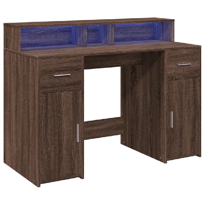 Bureau et lumières LED chêne marron bois d'ingénierie Modèle Atlas Office Pro Panorama - 8721158402523_0