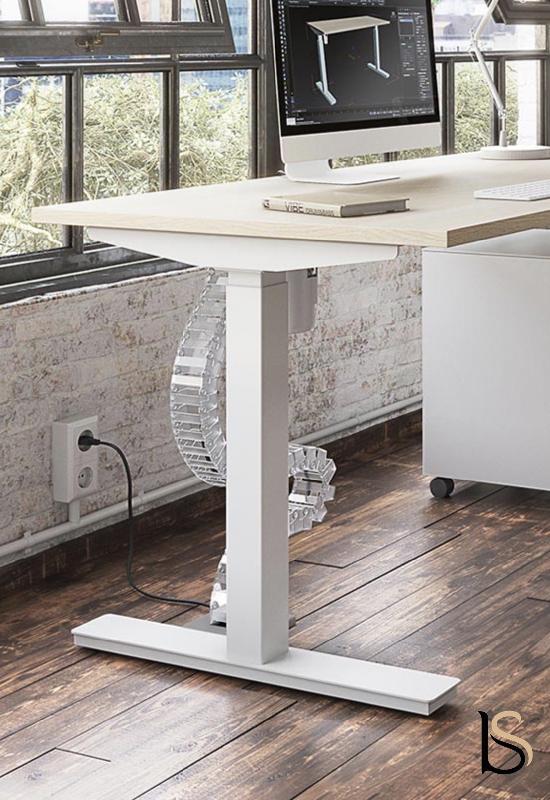 Bureau TRAM avec mémorisation de hauteur - Mobel Linea - 120, Blanc, Acacia clair_1