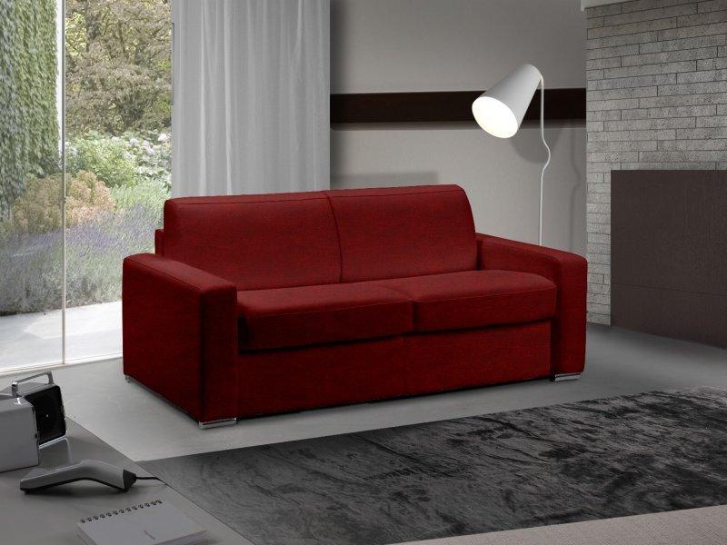 Canapé MASTER EXPRESS - Matelas 18 cm - Sommier lattes Renatonisi XXL 180 cm - Microfibre Bordeaux_0
