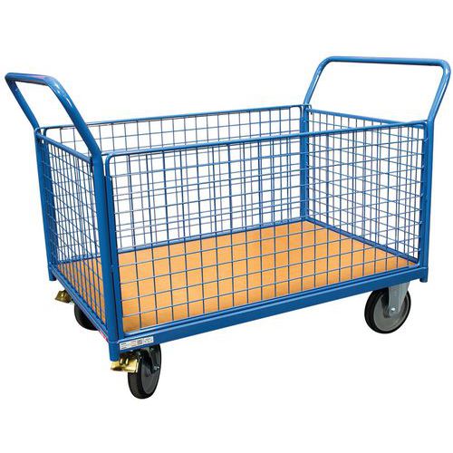 CHARIOT 700X1000 MM DOS/RIDELLE GRILLAGÉS ROUE TPE BLEU - FIMM