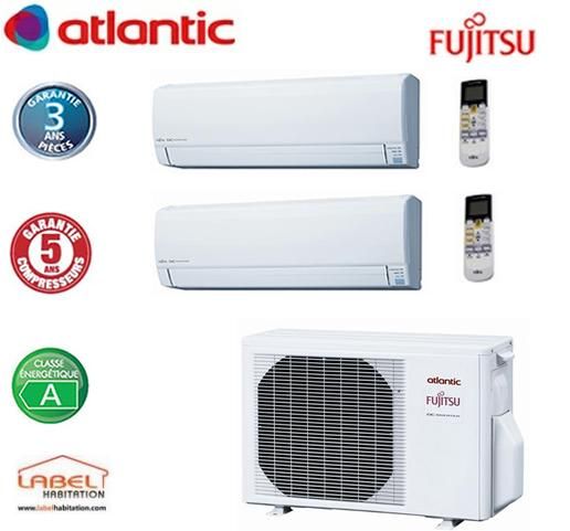 CLIMATISATION BI-SPLITS ATLANTIC FUJITSU - AOYG 14 LAC2 866214.UE + 2X ASYG 7 LJC 852307.UI