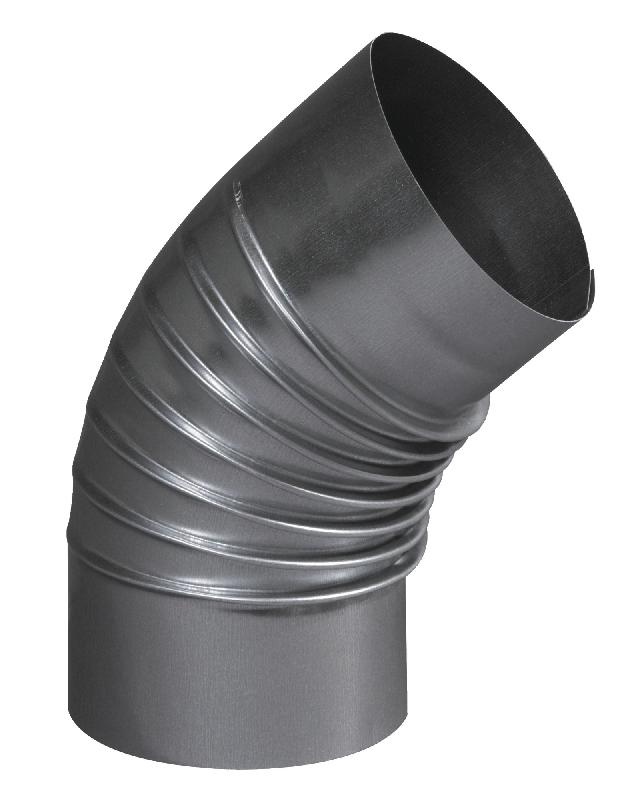 COUDE PLISSÉ À 45° ALUMINIÉ 125 MM - TEN - 374125