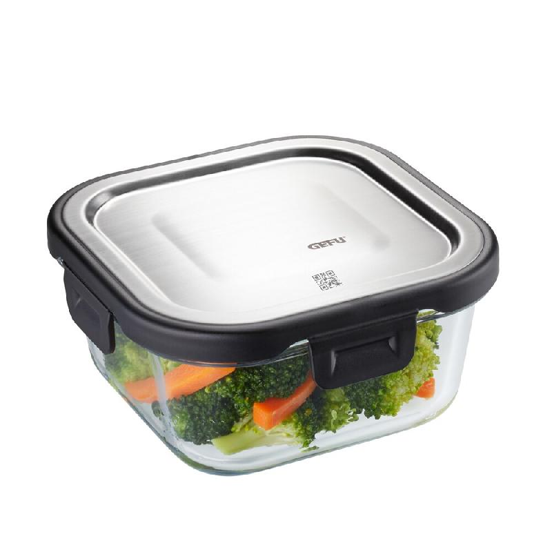 De conservation au frais Milo carrée 50 cl -  Boite Argent Carré Verre Gefu 13.5x13.5 cm - argenté 4006664127561_0