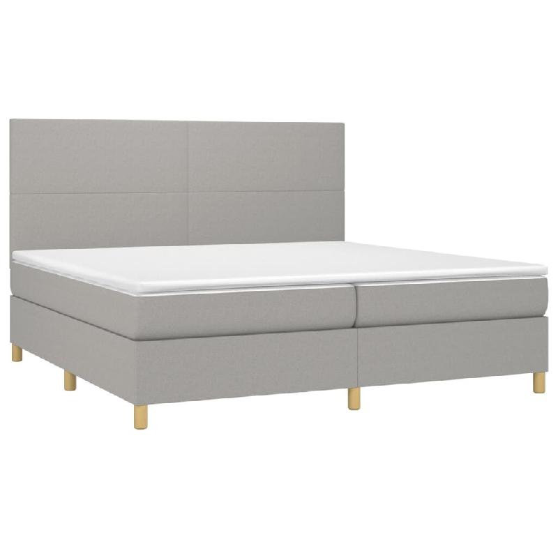 Décoshop26 - Cadre de lit LED avec sommier tête de lit matelas surmatelas 200x200 cm tissu gris clair TDL0207791 - gris 3001232588004_0