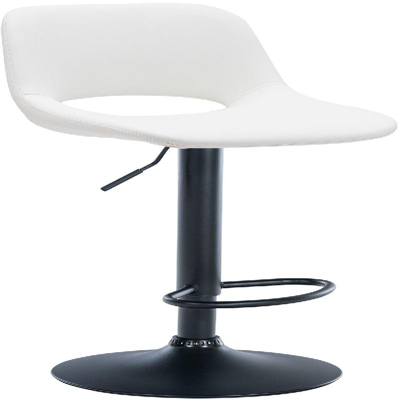 Décoshop26 - Tabouret de bar chaise haute x1 avec repose-pieds en PVC blanc piètement métallique noir 10_0004582 - blanc métal 3000252186252_0