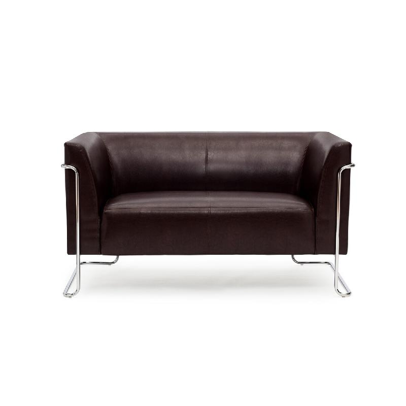 Divan lounge CURACAO similicuir 2 places marron hjh OFFICE - marron plastique 713382_0