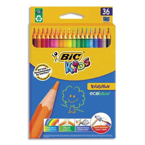 ETUI CARTON 36 CRAYONS DE COULEUR BIC EVOLUTION - COLORIS ASSORTIS