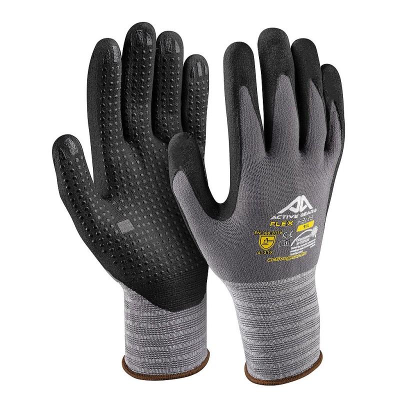 Gants Active Gear Picot - Réf F3140 - Nylon/Spandex - Nitrile Micromousse Respirant Noir avec Picots_0