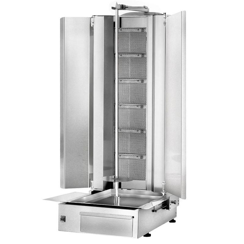 Grill Döner kebab gaz 6 brûleurs max 100 kg avec tôle de protection - moteur en bas_0
