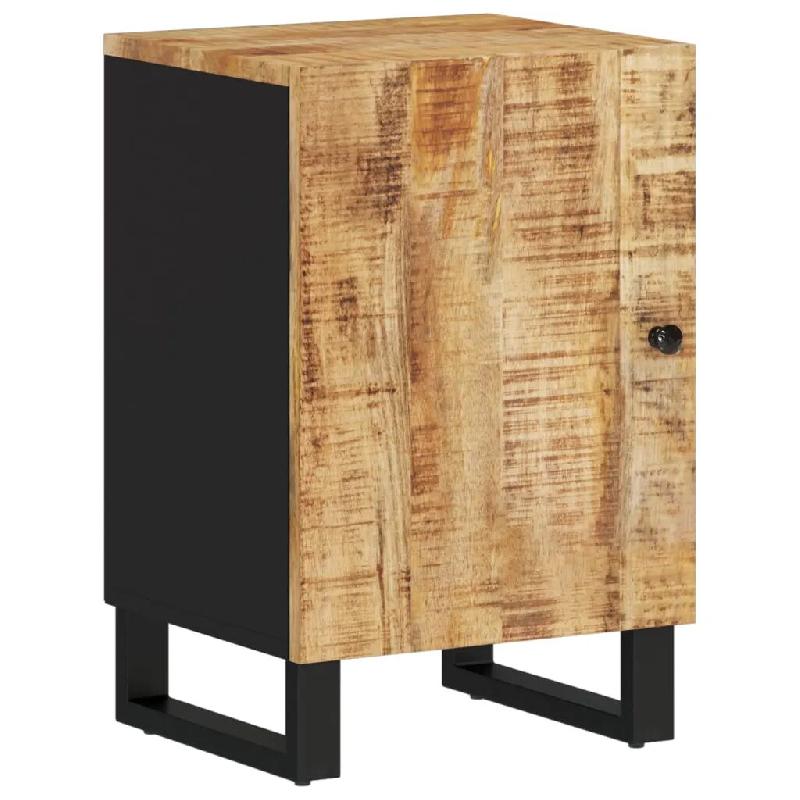 Helloshop26 - Armoire de salle de bain bois de manguier massif 38 x 33 x 58 cm grand espace de rangement finition naturelle en bois 02_0047131 - Bois_0