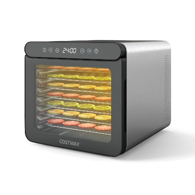 Helloshop26 - Déshydrateur alimentaire 34 x 40,5 x 32 cm efficace et silencieux pour fruits et légumes en acier inoxydable argent 20_0011722 - 30002_0