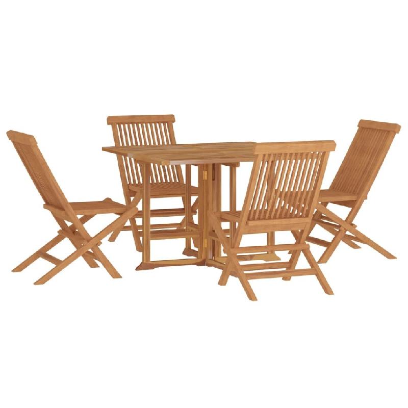 Helloshop26 - Ensemble à dîner salon de jardin meuble d'extérieur pliable 5 pièces bois solide de teck 02_0014246 - Bois massif 3000132031535_0