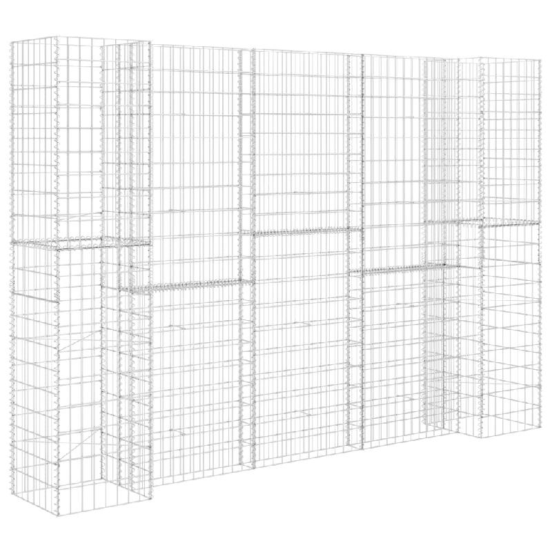 Helloshop26 - Jardinière à gabion en H Fil d'acier 260 x 40 x 180 cm jardin plante outils 02_0000867 - 3000072021535_0