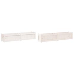 Helloshop26 - Jardinière bac lit surélevé plantes fleurs jardin terrasses lot de 2 bois de pin massif blanc 02_0039041 - 3000217990511_0