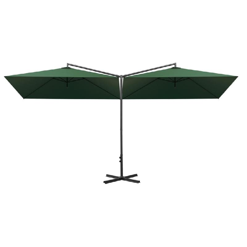 Helloshop26 - Parasol double avec mât en acier 600 x 300 cm vert 02_0008438 - vert acier 3000450682723_0