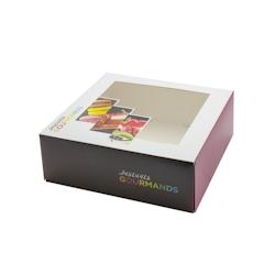 Coffret pâtissier décor Instant Goumand avec fenêtre 435x295x80 x50 JORIDEAL - blanc en carton 3519400472005_0