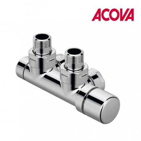 KIT P ROBINETTERIE THERMOSTATISABLE EN H COUDE TÊTE À DROITE MONOTUBE / BITUBE CHROMÉ - ACOVA 991598