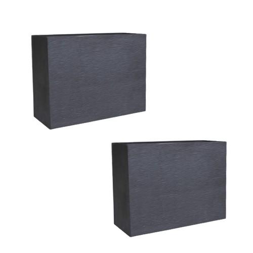 LOT DE 2 MURETS LOFT L GRAPHIT - DOUBLE PAROI - 46 LITRES - GRIS ANTHRACITE EDA PLASTIQUES