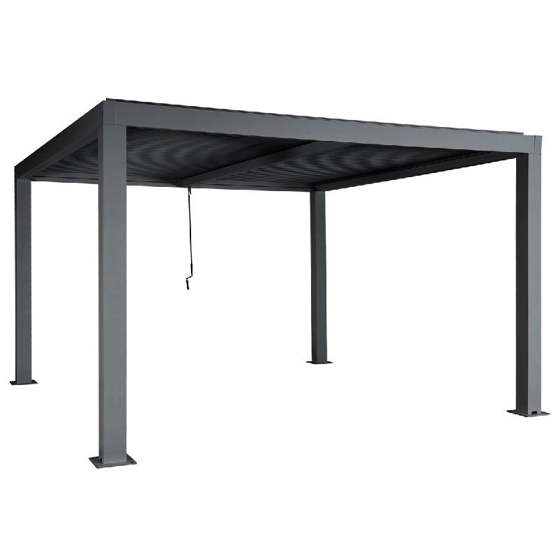 Mendler Pergola HWC-L46, pavillon de jardin à lamelles, structure en aluminium de 10 cm, gouttière résistante aux tempêtes, 3x4m ~ anthracite - gr_0
