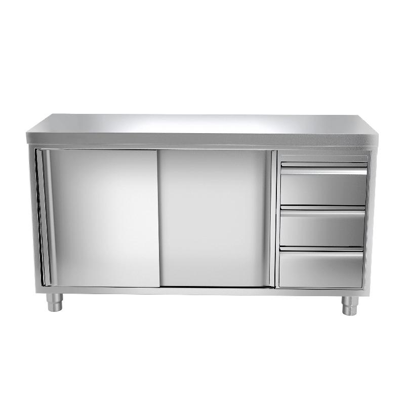 Meuble bas inox cental P 600 mm avec portes et tiroirs - 1600, A droite_0