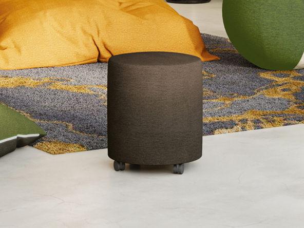 Pouf sur roulettes Kréativ en tissu uni ou bicolore_0