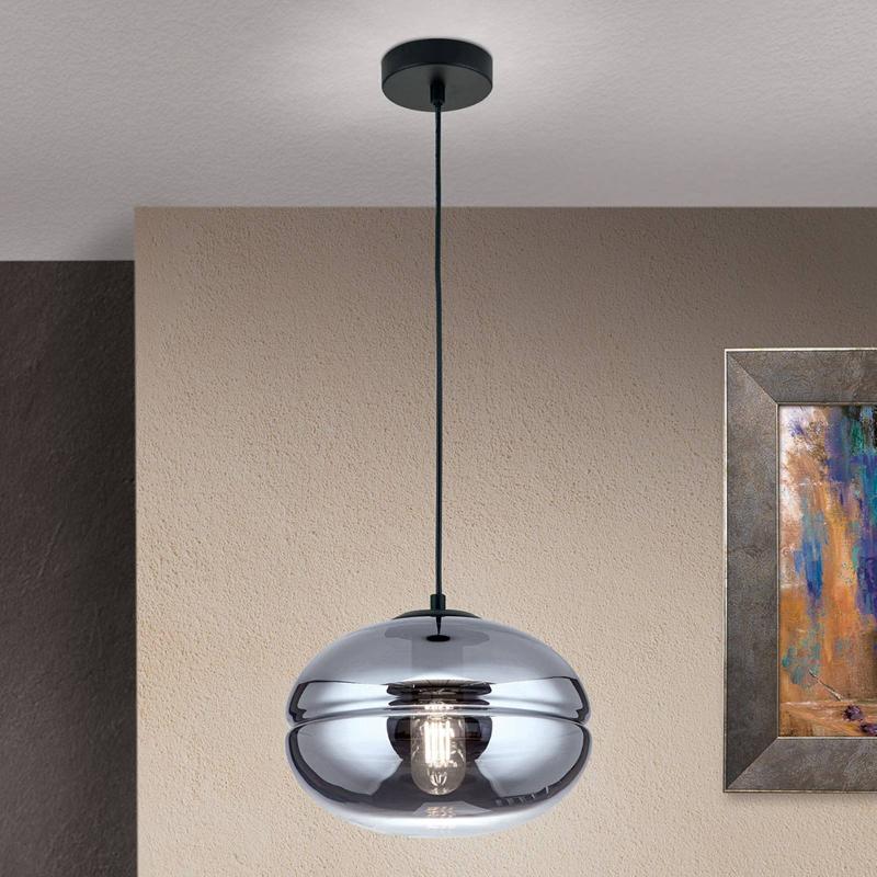 ORION SUSPENSION RICHARD, MÉTAL NOIR, VERRE FUMÉ