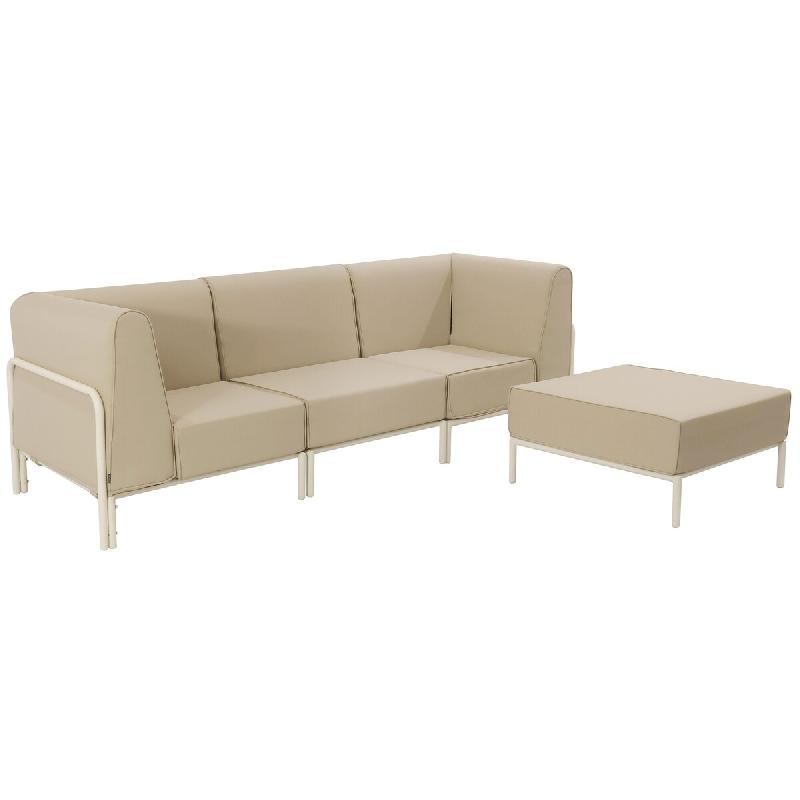 Oviala Business Salon de jardin bas modulable uni 4 places beige Oviala 232 x 80 x 78 cm - beige polyester 115926_0