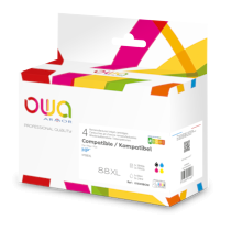 PACK DE 4 CARTOUCHES D'ENCRE REMANUFACTURÉES OWA - HAUTE CAPACITÉ - NOIR CYAN MAGENTA JAUNE - POUR HP 88XL B, 88XL C, 88XL M, 88XL Y