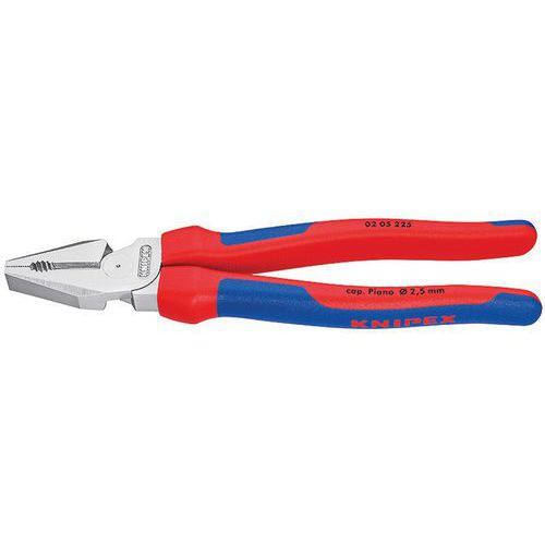 PINCE UNIVERSELLE FORTE DÉMULTIPLICATION 225MM - BI-MATIÈRE - CHROMÉE - KNIPEX