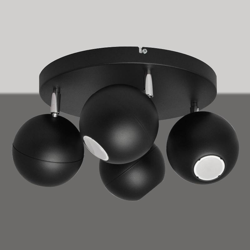 HELAM PLAFONNIER AVEC SPOTS MIDNIGHT NOIR, ROND À QUATRE LAMPES