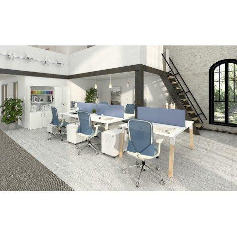 PÔLE DE 2 BUREAUX ECLA BLANC L 120 X P 80 CM PIEDS MÉTAL FINITION BOIS