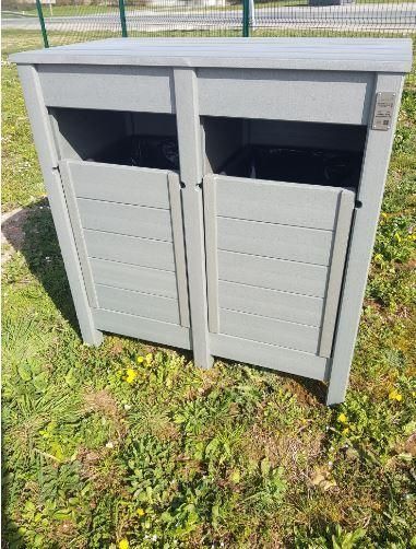 Poubelle tri sélectif 2 bacs 2x100L - 100% recyclée en polyal - Résistante et imputrescible_0