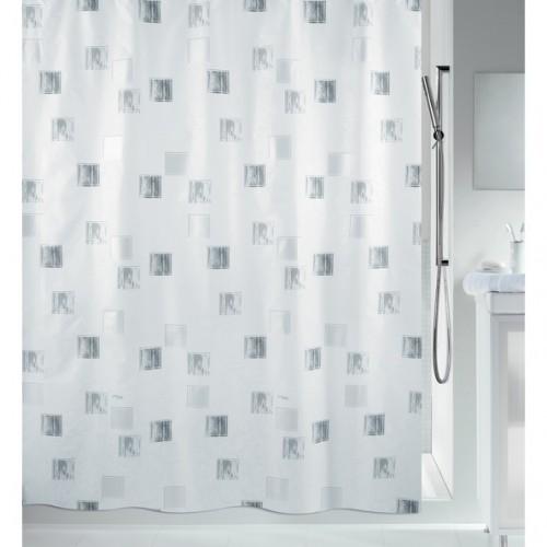 RIDEAU DE DOUCHE - 240 X 180 CM - POLYESTER - BLANC ET ARGENT - MILANO SPIRELLA