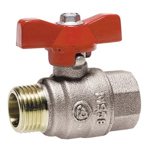 Robinet BS ACS M-F à manette papillon rouge - Laiton CW617N - Passage intégral PN25 - Fabrication italienne_0