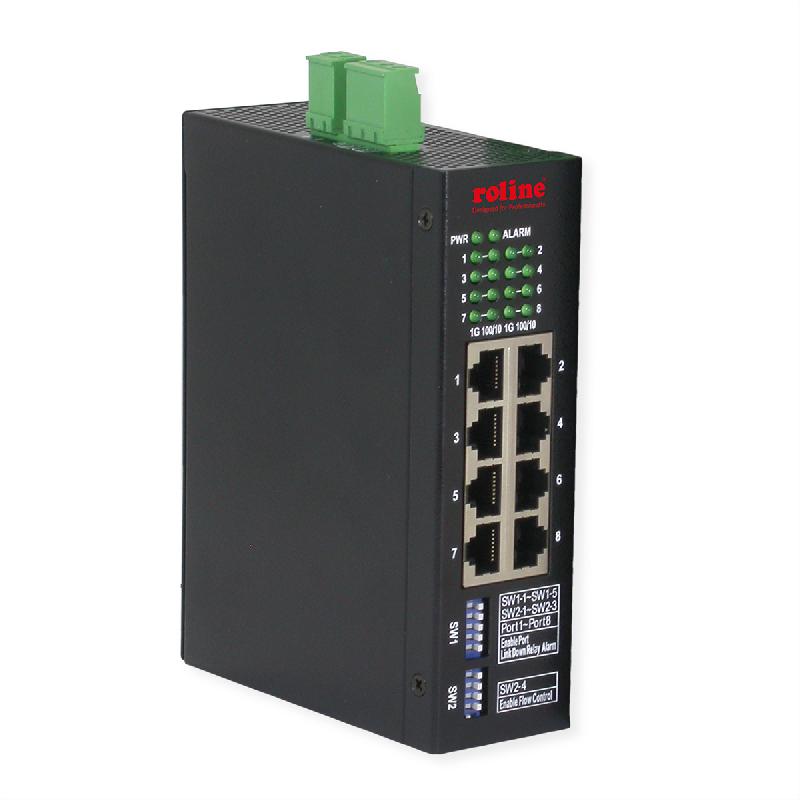 ROLINE Switch industriel Gigabit Ethernet, 8 ports, administré Web_0
