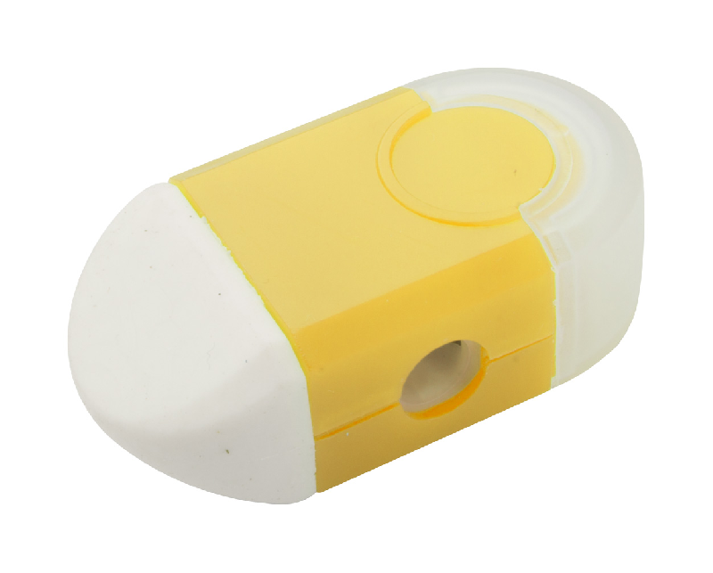 Set taille-crayon et gomme - Couleur jaune - Poids 20 gr_0