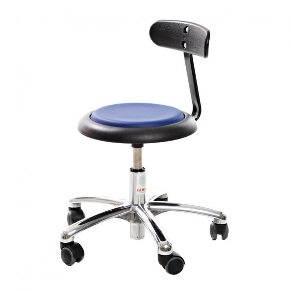 Siège professionnel petite enfance - Base alu - Assise simili cuir bleu - Fabriqué au Danemark - Garantie 5 ans_0
