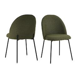 SIT Möbel Lot de 2 chaises Tom Tailor | Chaise rembourrée T-Bouclé | Revêtement vert | Pieds en métal noir | L 57 x P 54 x H 52 cm - multicolore_0