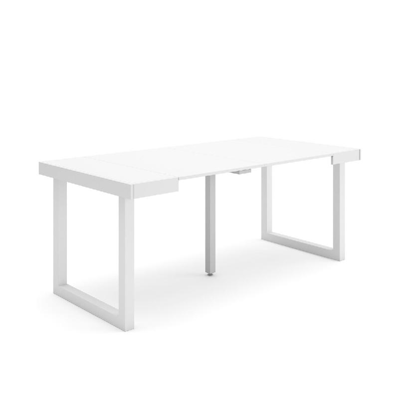 SKRAUT HOME Table console extensible, 180, Pour 8 personnes, Pieds bois massif, Blanc - blanc Bois manufacturé 255_25_0