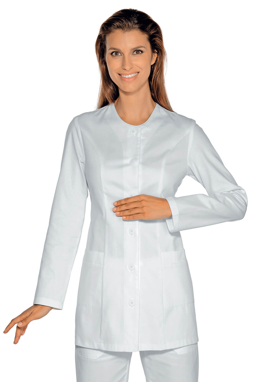TUNIQUE BLANCHE MÉDICALE MANCHES MONGUES LAMPEDUSA 100% COTON