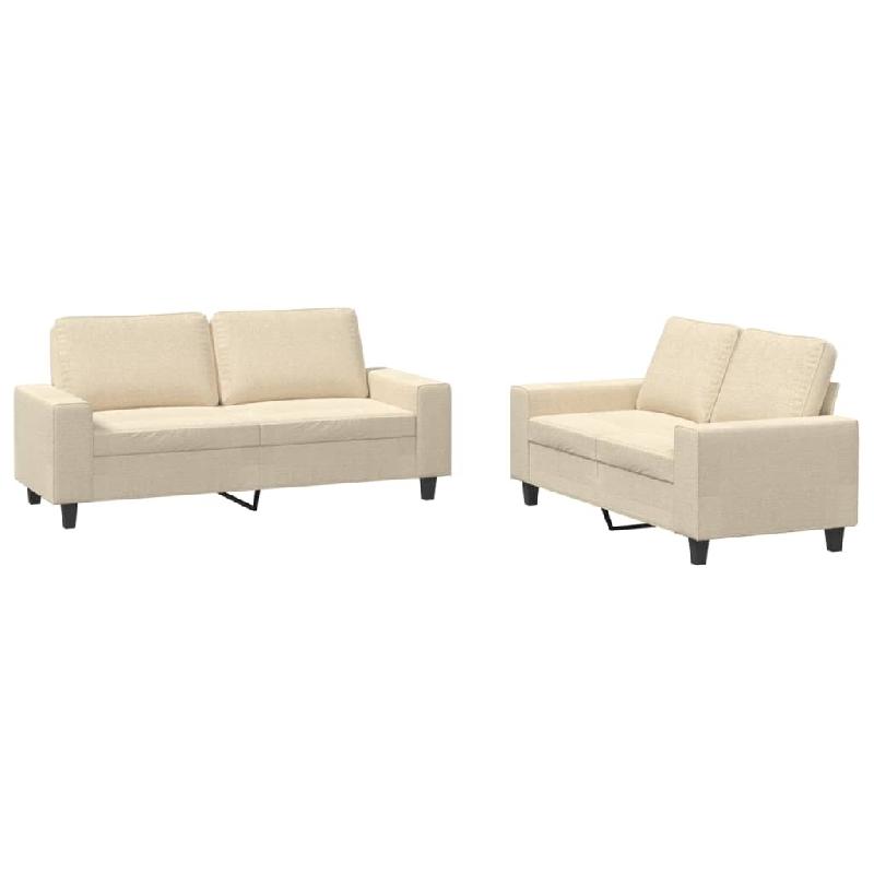VidaXL Ensemble de canapés 2 pcs crème tissu Modèle Zenith Vintage - 3201884_0