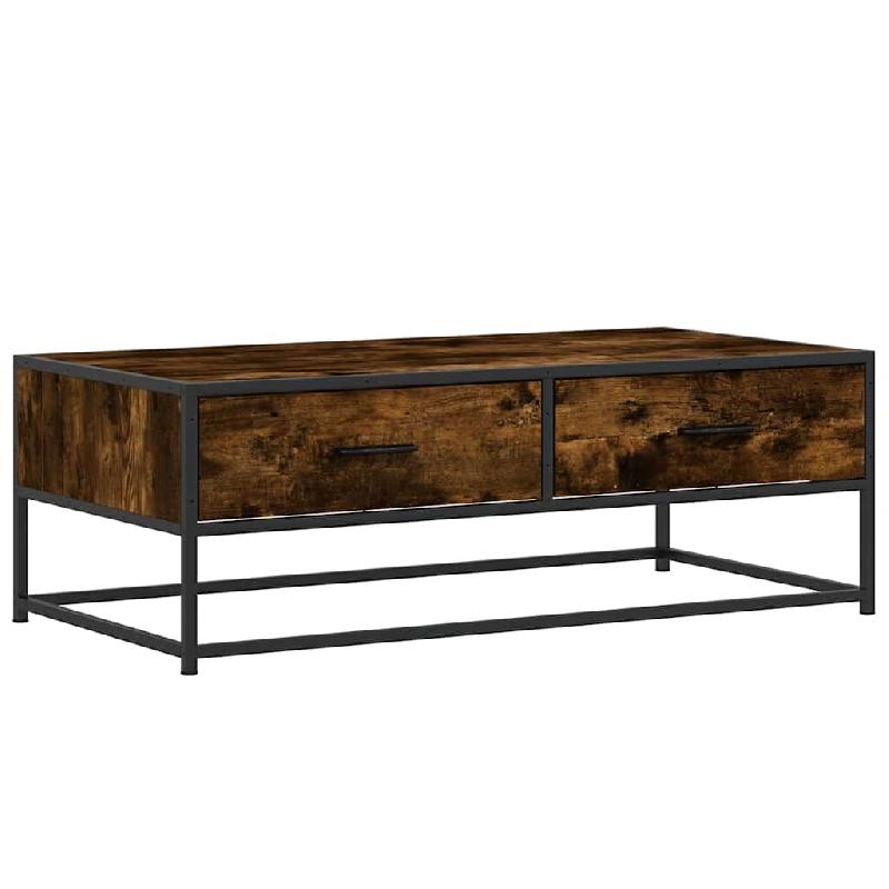 VidaXL Table basse chêne fumé 100x50x35 cm bois d'ingénierie et métal Modèle Nectar Pro - 848781_0