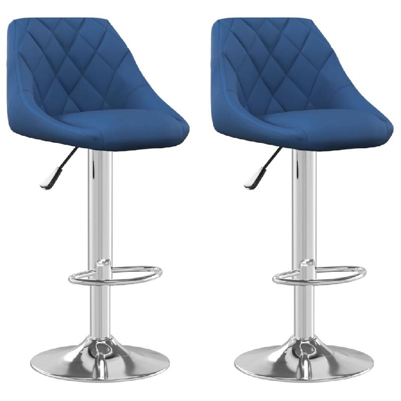 VidaXL Tabourets De Bar Lot De 2 Bleu Velours - bleu 335309_0