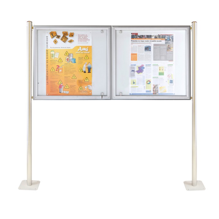 Vitrine Reverso double porte - Extérieure sur piètement - Aluminium anodisé - 8 à 32 A4 - 4 coloris disponibles_0